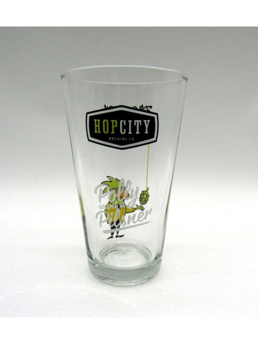 Hop City Polly Want a Pilsner Pint Glass Beer Cartoon Canada